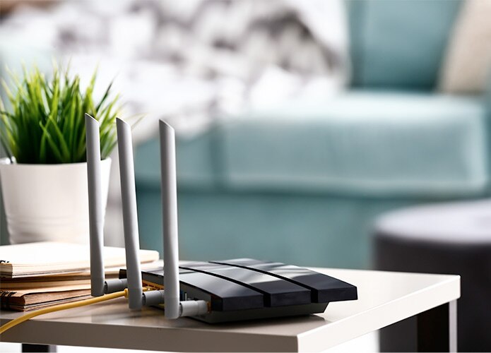 Wifi modem on coffee table