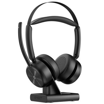 EMEET GeniusCall Wireless On-Ear Headset with Charging Base Black HS80