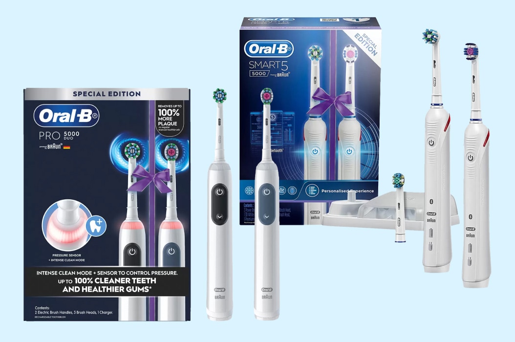 Oral-B PRO 5000 Electric Toothbrush Duo Pack / Oral B Smart 5000 Dual Handle Electric Toothbrush