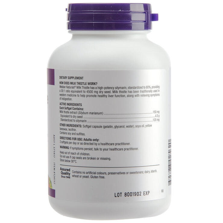 Webber Naturals Milk Thistle Softgel 240 Count Webber Naturals Milk Thistle Softgel 240 Count