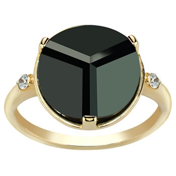 14KT Yellow Gold Three Dimensional Black Onyx Diamond Ring