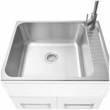 All in One 72cm Matte White Lacquered Laminate Slim Shaker Cabinet With Sink And Chef Faucet All in One 72cm Matte White Lacquered Laminate Slim Shaker Cabinet With Sink And Chef Faucet