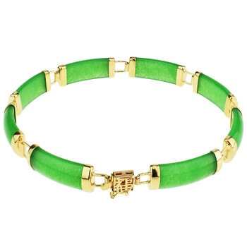 18KT Yellow Gold Green Jade Link Bracelet