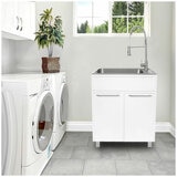 All in One 72cm Matte White Lacquered Laminate Slim Shaker Cabinet With Sink And Chef Faucet All in One 72cm Matte White Lacquered Laminate Slim Shaker Cabinet With Sink And Chef Faucet