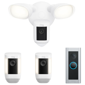 Spotlight Cam Pro 2 Pack With Floodlight Cam Wired Pro And Ring Wired Video Doorbell Pro