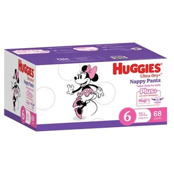 Huggies Girls' Ultra Dry+ Nappy Pants Size 6 (15kg+) 68 Pants Huggies Girls' Ultra Dry+ Nappy Pants Size 6 (15kg+) 68 Pants