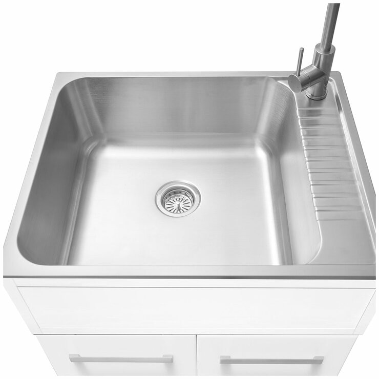 All in One 72cm Matte White Lacquered Laminate Slim Shaker Cabinet With Sink And Chef Faucet All in One 72cm Matte White Lacquered Laminate Slim Shaker Cabinet With Sink And Chef Faucet