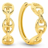 18KT Yellow Gold Mariner Link Hoop Earrings 18KT Yellow Gold Mariner Link Hoop Earrings