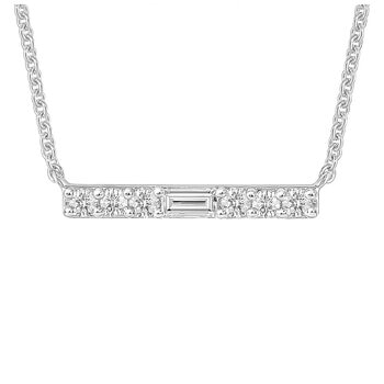 18KT White Gold 0.37ctw Round Diamond Bar Necklace