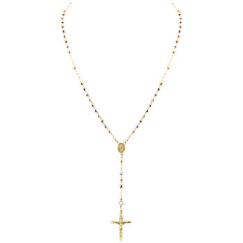 18KT Tri Gold Rosary Necklace