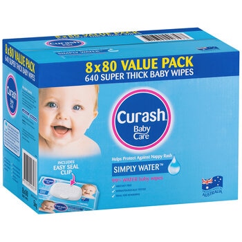 Curash Simply Water Wipes 640 Count