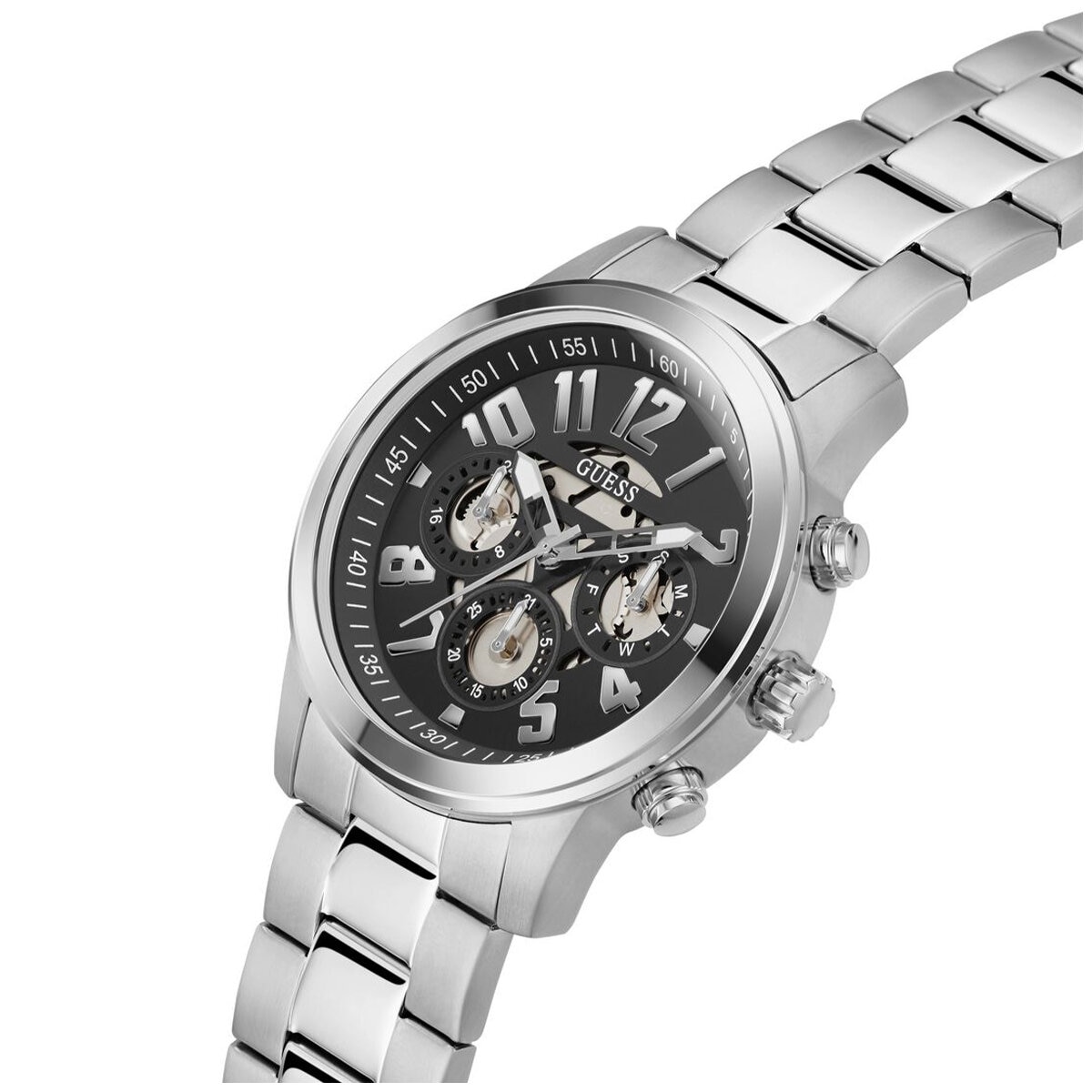 GUESS Parker Silver Tone Multifunction Men's Watch GUESS Parker Silver Tone Multifunction Men's Watch