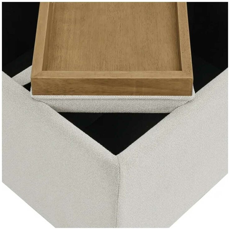Henredon Sona Fabric Storage Ottoman with Reversible Wood Tray Tops Henredon Sona Fabric Storage Ottoman with Reversible Wood Tray Tops