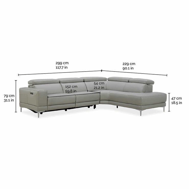 Aiden & Ivy Leather Power Sectional With Ratchet Headrest Aiden & Ivy Leather Power Sectional With Ratchet Headrest