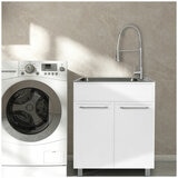 All in One 72cm Matte White Lacquered Laminate Slim Shaker Cabinet With Sink And Chef Faucet All in One 72cm Matte White Lacquered Laminate Slim Shaker Cabinet With Sink And Chef Faucet