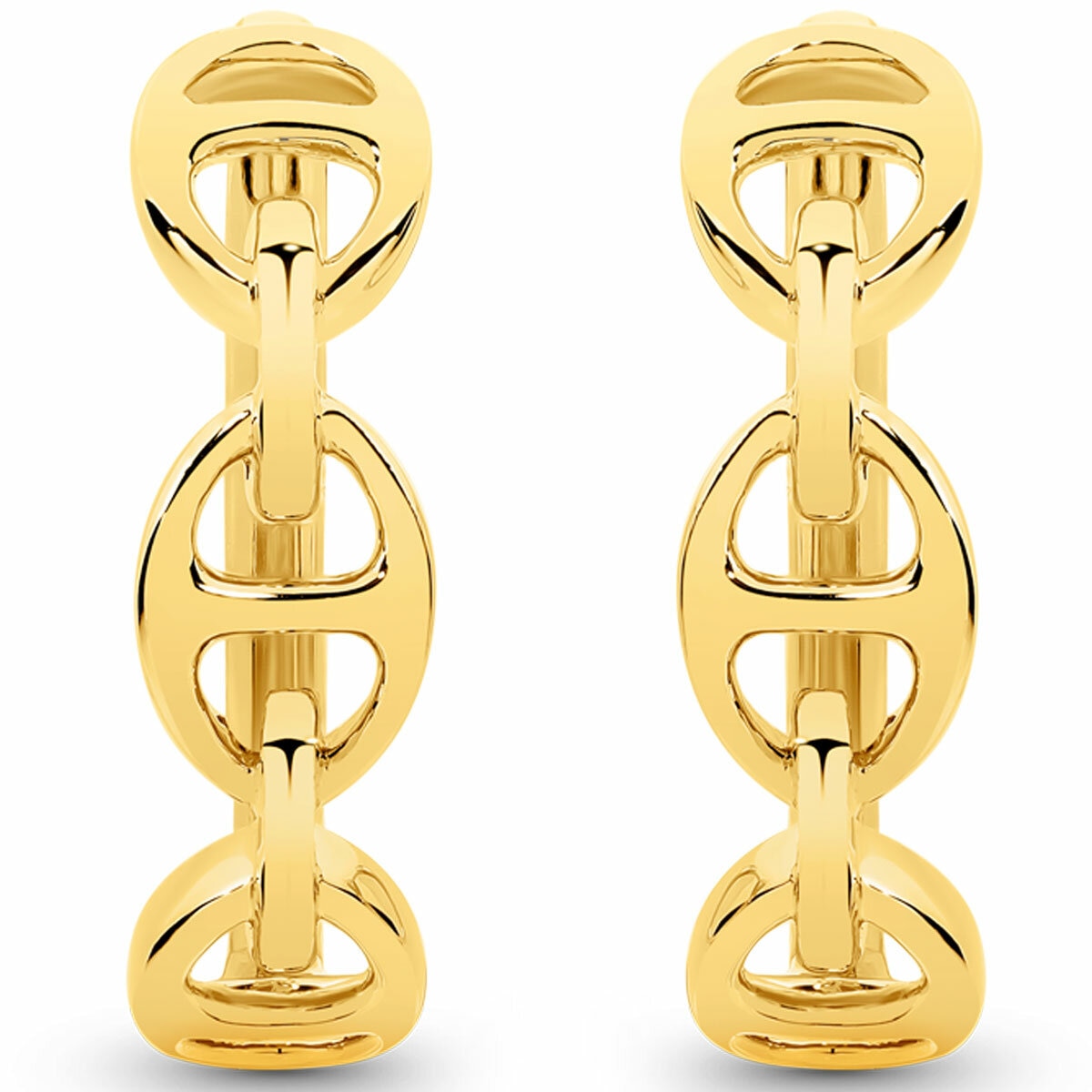 18KT Yellow Gold Mariner Link Hoop Earrings 18KT Yellow Gold Mariner Link Hoop Earrings