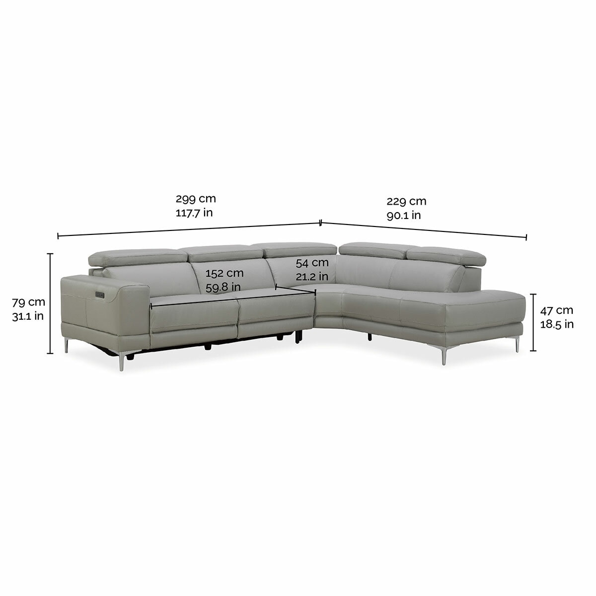 Aiden & Ivy Leather Power Sectional With Ratchet Headrest Aiden & Ivy Leather Power Sectional With Ratchet Headrest