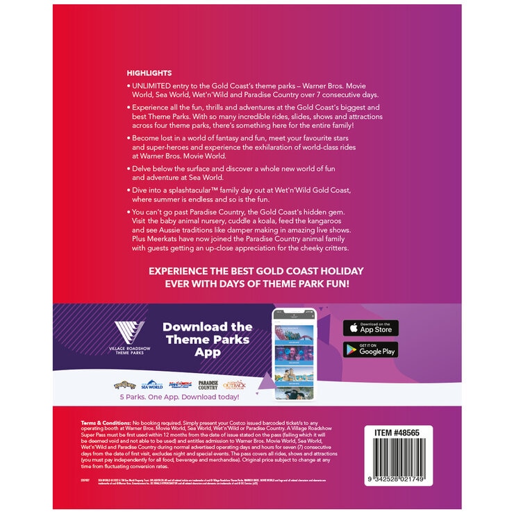 Village Roadshow Super Pass 7 Days 4 Parks Village Roadshow Super Pass 7 Days 4 Parks