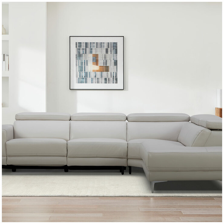 Aiden & Ivy Leather Power Sectional With Ratchet Headrest Aiden & Ivy Leather Power Sectional With Ratchet Headrest