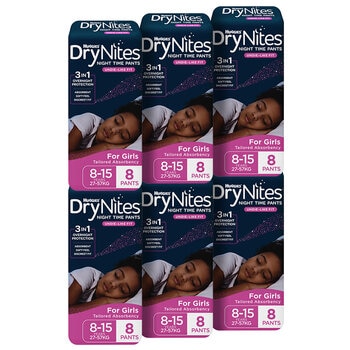 Huggies Drynites Night Time Pants For Girls Size 8-15 Years 48 Pants Huggies Drynites Night Time Pants For Girls Size 8-15 Years 48 Pants