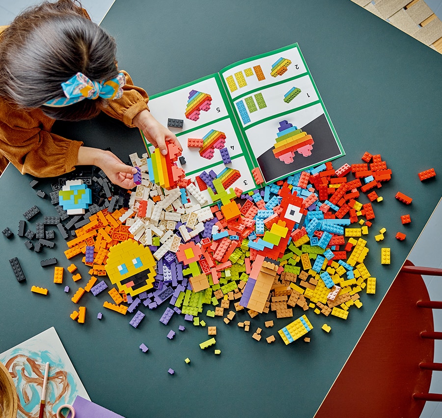 Heaps of colorful bricks