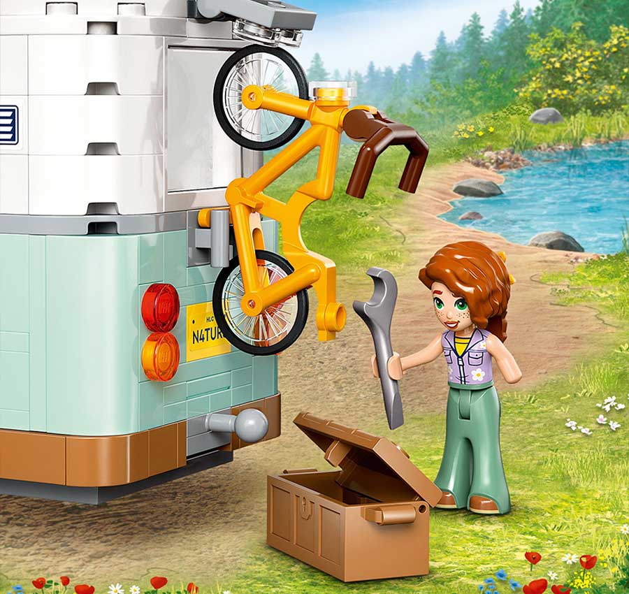 A LEGO camper van packed with details