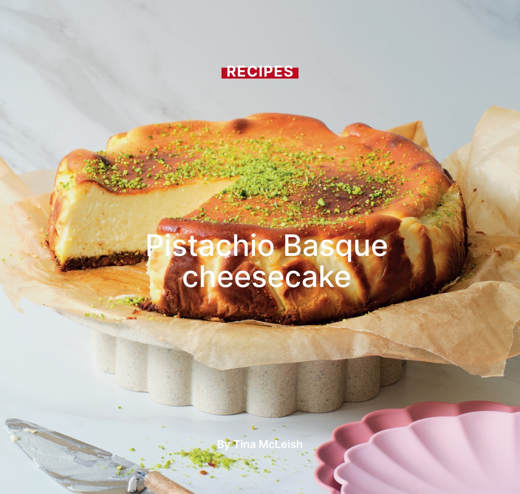 Pistachio Basque cheesecake