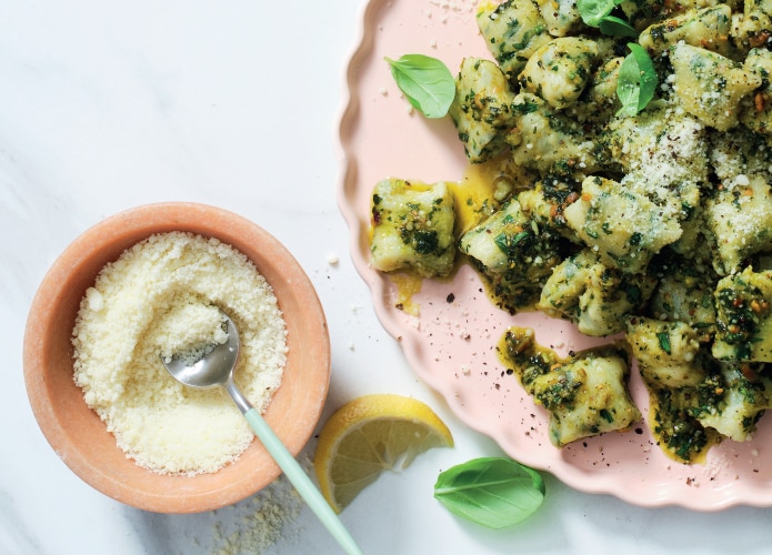 Ricotta and spinach gnocchi with pistachio pesto