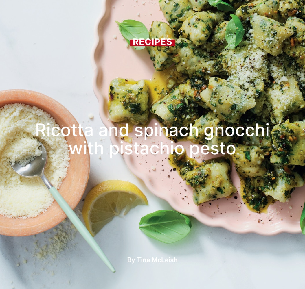 Ricotta and spinach gnocchi with pistachio pesto