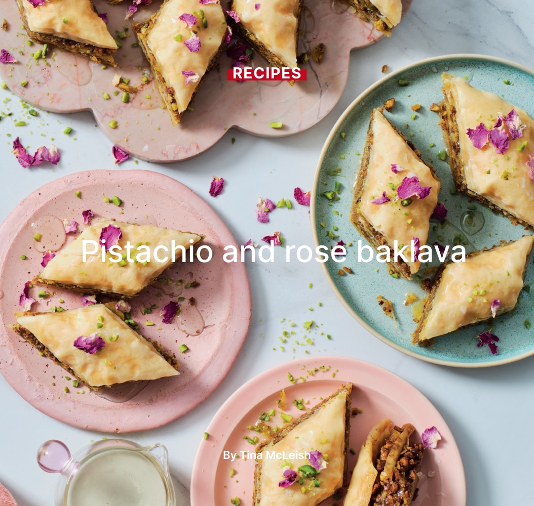 Pistachio and rose baklava