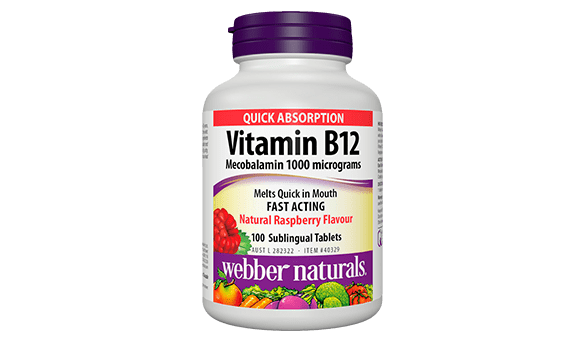 Webber Naturals B12 Mecobalamin 1000mcg, 100 count