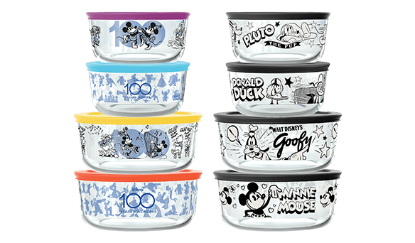 Pyrex Disney Decorated Glass Storage Set 8 piece