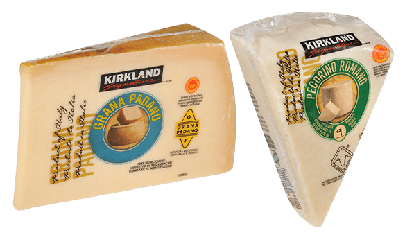 Kirkland Signature Grana Padano 18 months or Kirkland Signature Pecorino Romano 9 months