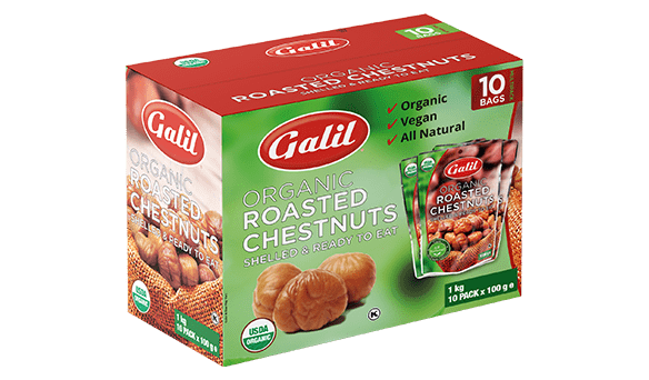 Galil Organic Roasted Chestnuts 10 x 100g