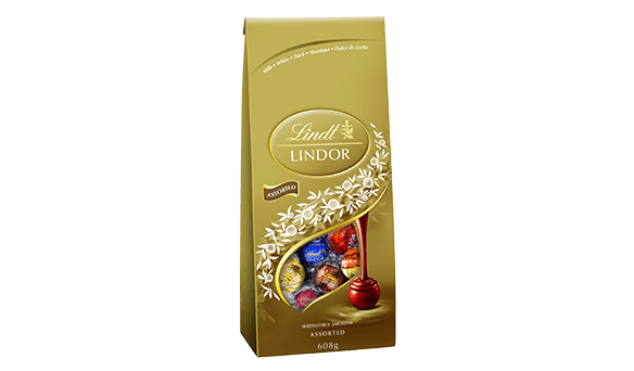 Lindt	Lindor Assorted Gold Bag 	608g