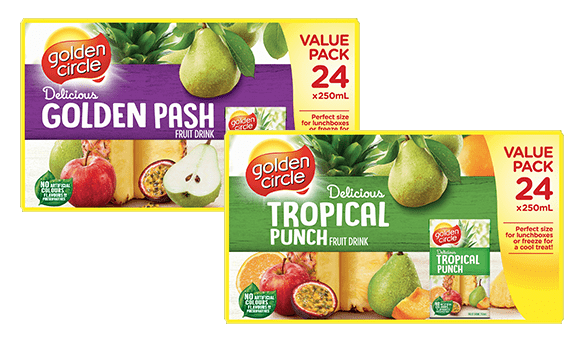 Golden Circle Golden Pash and/or Tropical Punch Fruit Drink 24 x 250ml