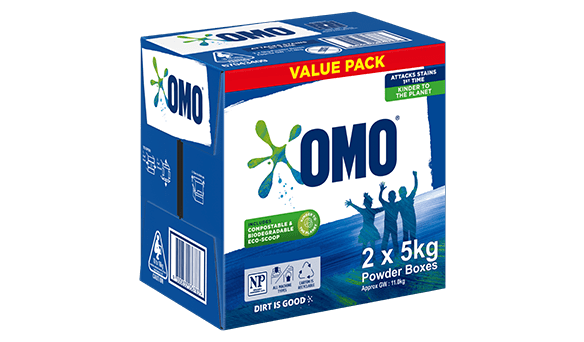 OMO Active Clean Front/Top Powder Laundry Detergent 2 x 5kg