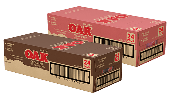 Oak Chocolate and/or Strawberry Milk 24 x 200ml