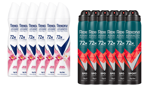 Rexona Women's and/or Men's 72hr Deodorant 6 x 250ml