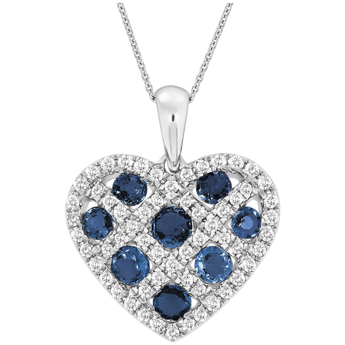 sapphire diamond heart necklace