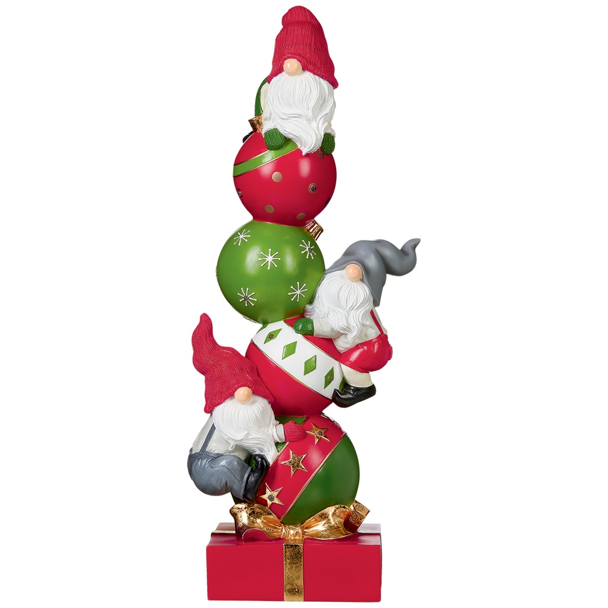 Whimsical Stacked Gnomes Christmas Decoration 51cm | Cost...