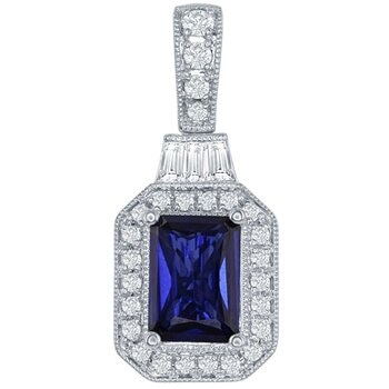 18KT White Gold 0.32ctw Diamond And Tanzanite Pendant