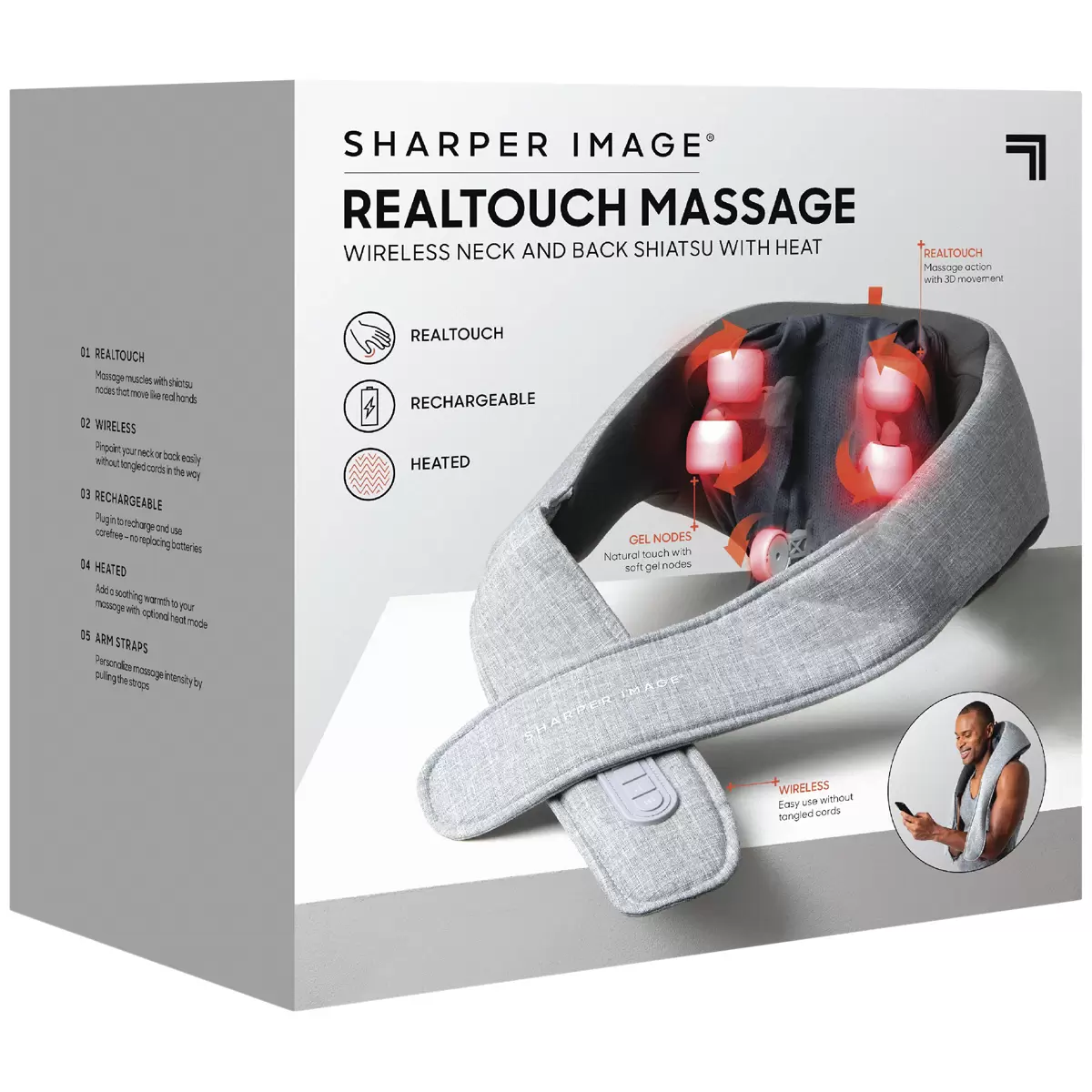 Sharper Image Real Touch Shiatsu Wireless Back and Neck Massager TSMSWNBX