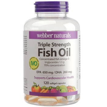 Webber Naturals Triple Strength Fish Oil 120 Softgel Capsules