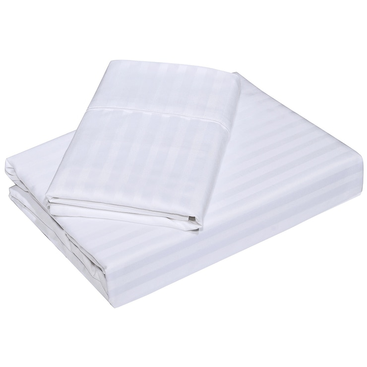 Royal Comfort Blended Bamboo Stripe Sheet Set Queen White | Costco ...