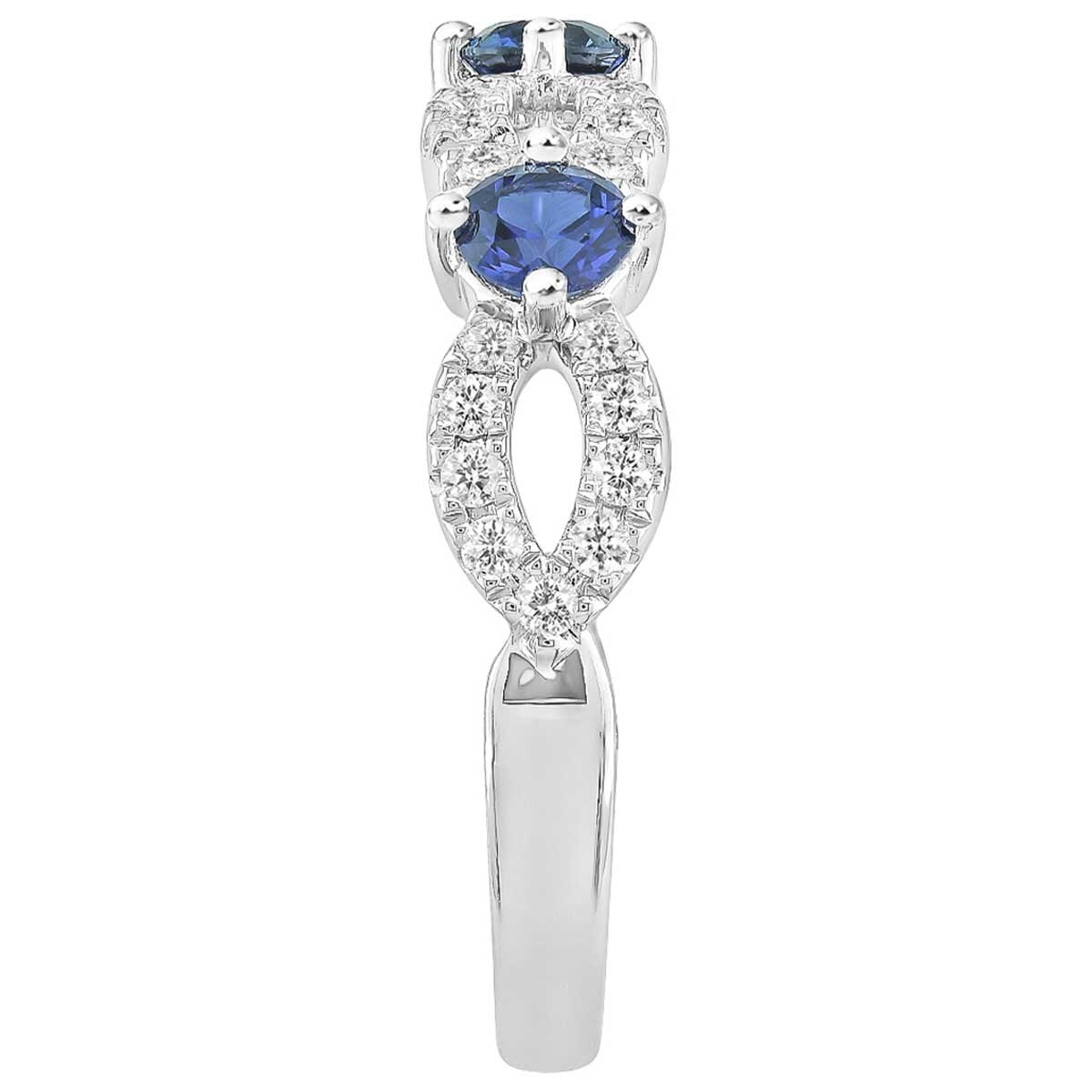 18KT White Gold 0.28ctw Round Diamond Sapphire Ring