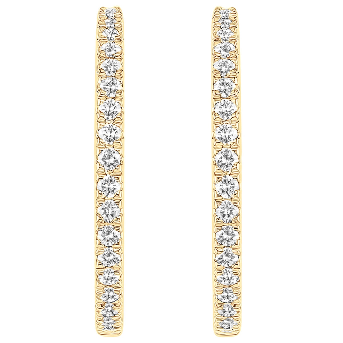 18KT Yellow Gold 0.25CTW Diamond Hinged Hoop Earrings