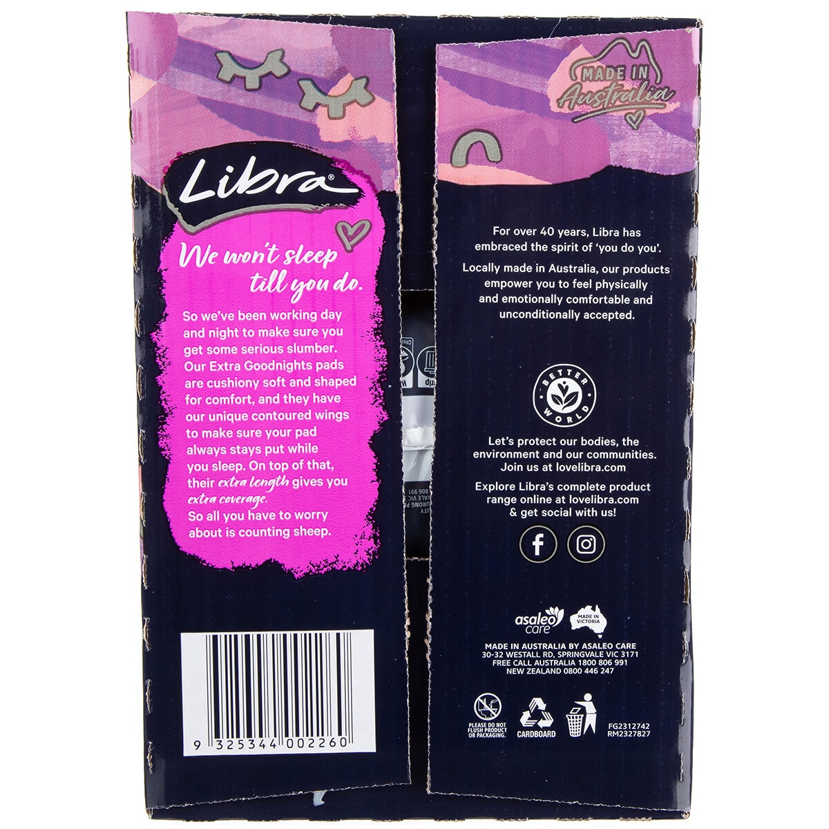 Libra Extra Long Goodnight Pads With Wings 60 Pack