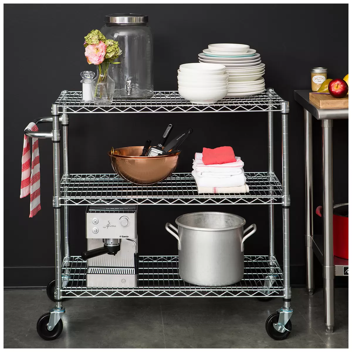 Trinity 3 Tier Storage Cart Silver