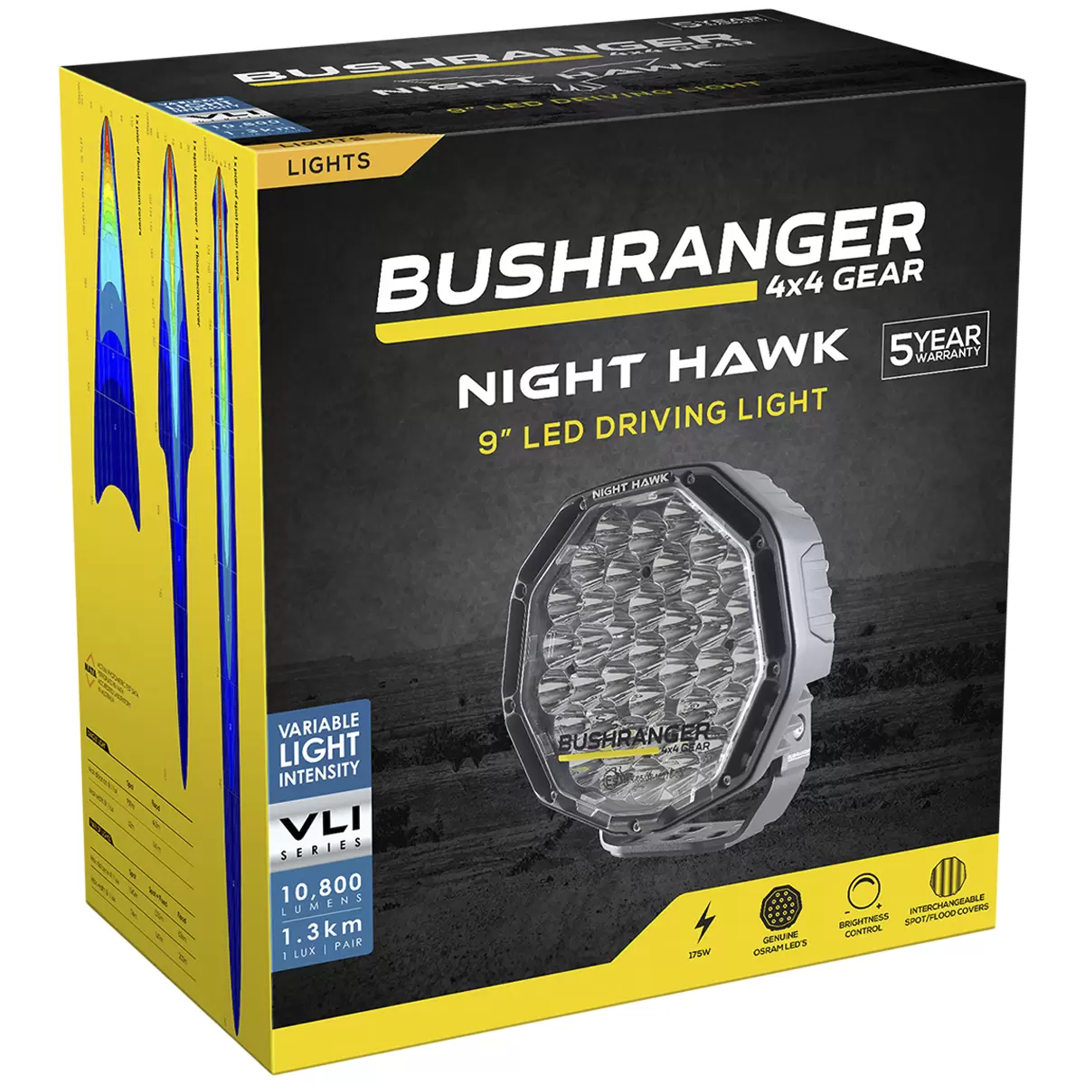 Bushranger Night Hawk VLI Series 9 inch Driving Light 1 Piece